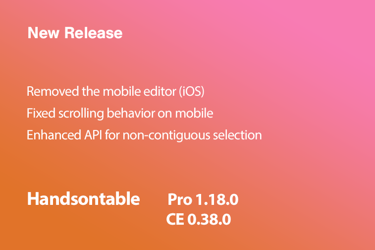 Handsontable Pro 1.18.0 (CE 0.38.0) released