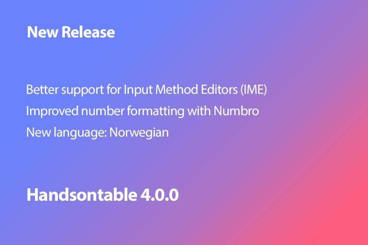 Handsontable 4.0.0 is now available