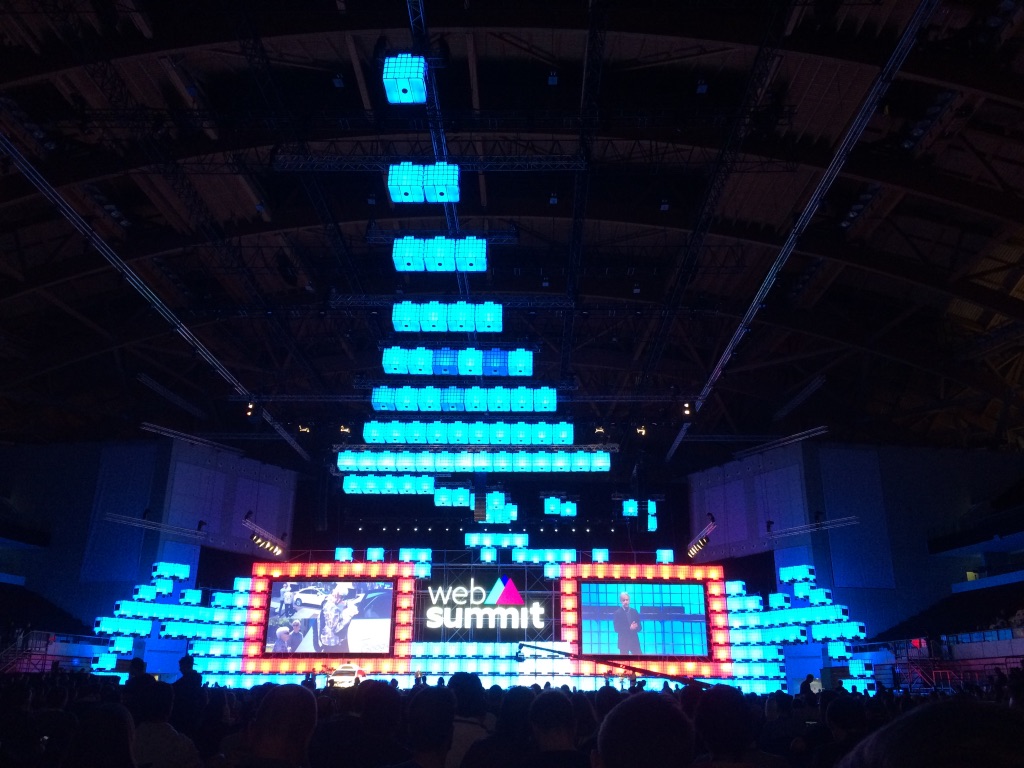 A Web Summit stage lit up