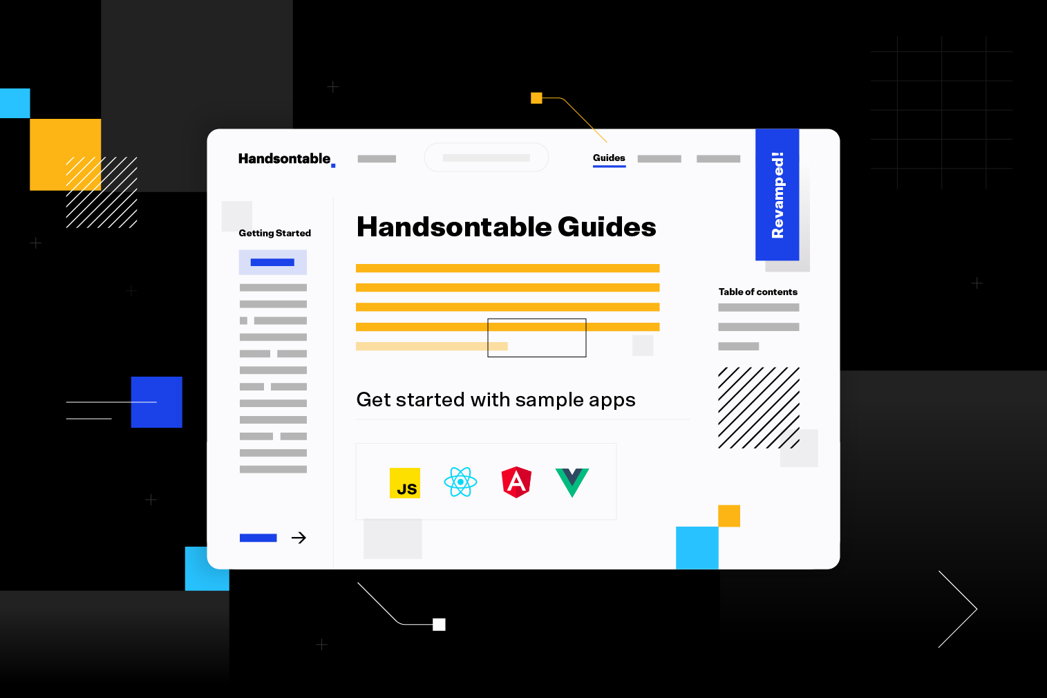 Handsontable new documentation graphics