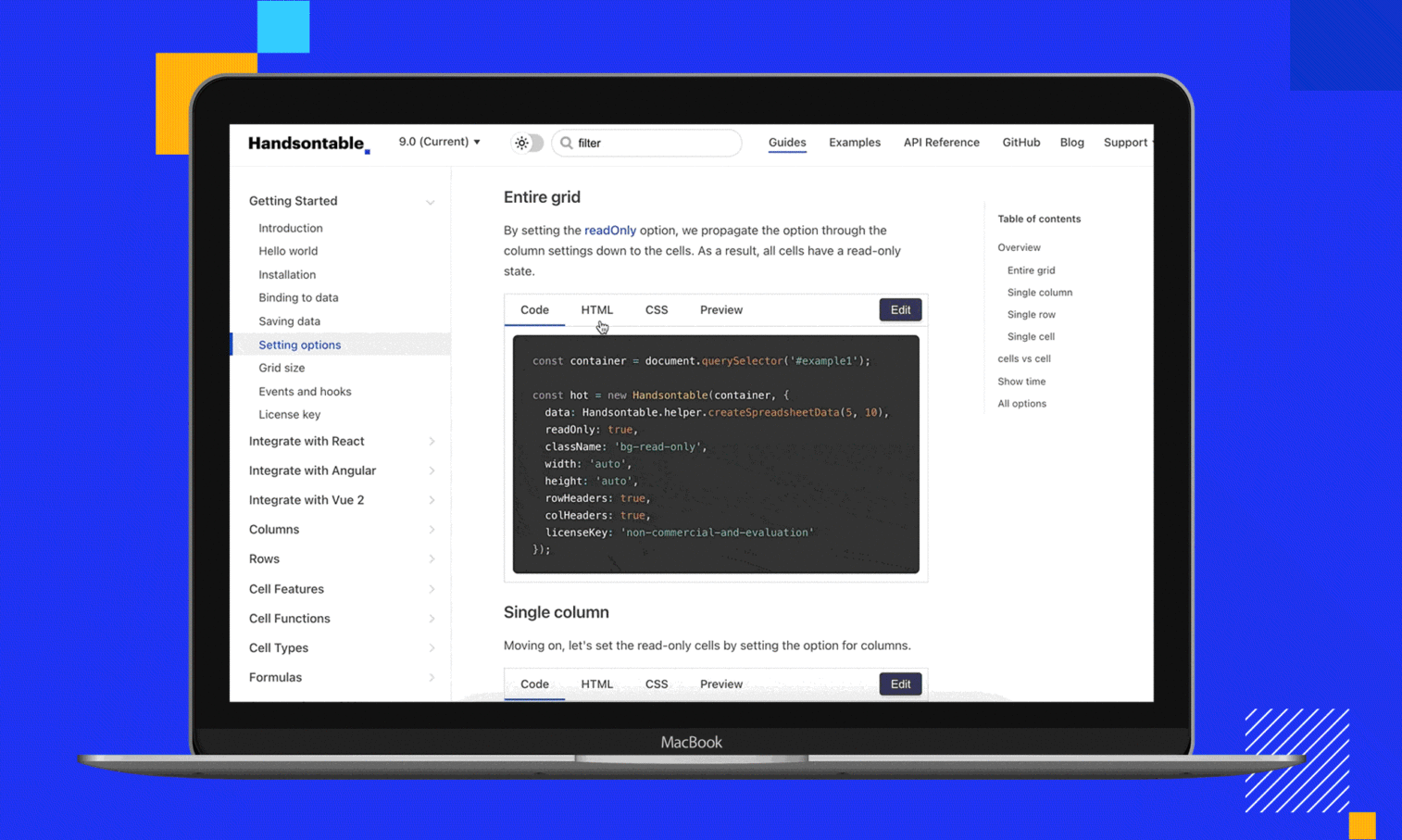 Handsontable Javascript Handsontable documentation gets a major refresh