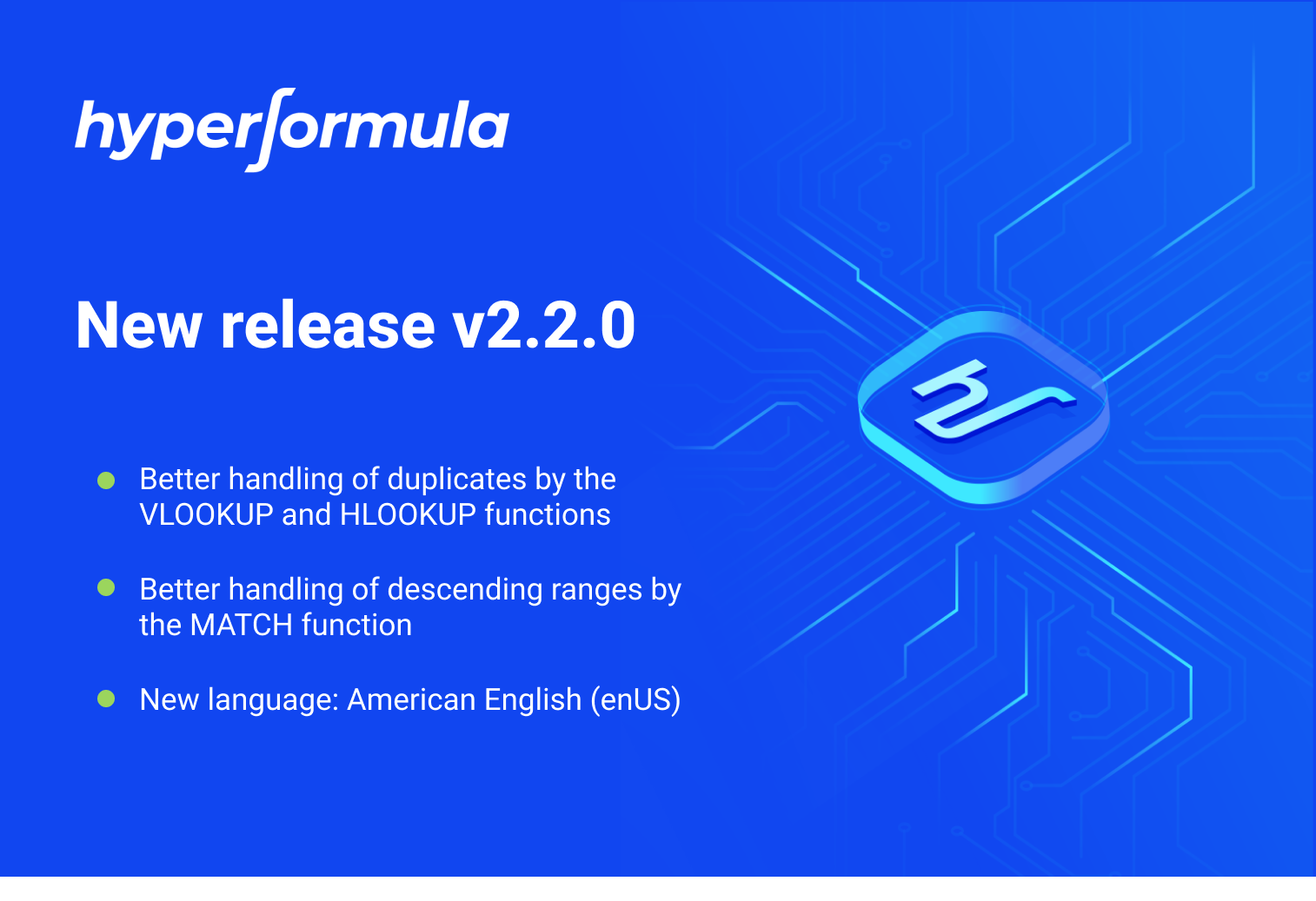 HyperFormula 2.2.0 release graphics
