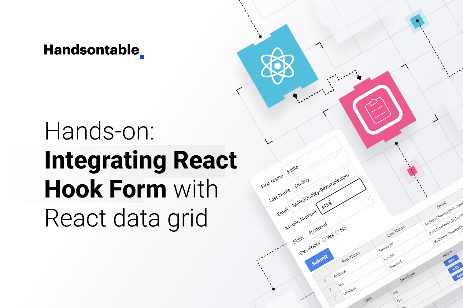 Illustration for a blog post - Hands-on: Integrating React Hook Form with React data grid