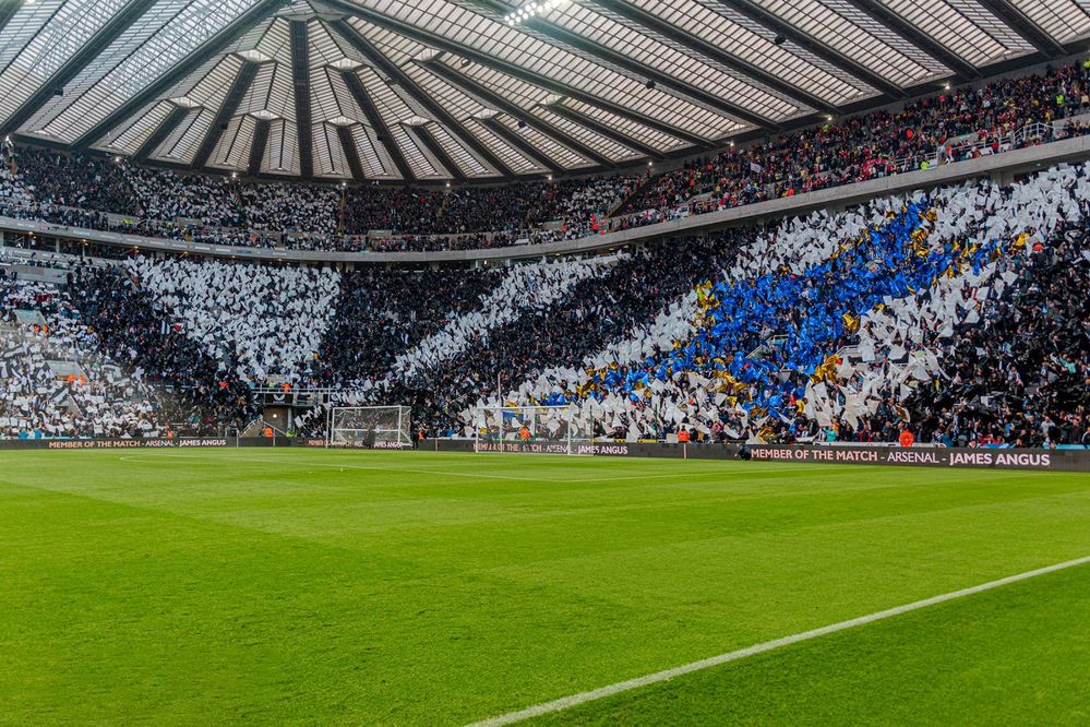 a photo showing a massive seat display at a soccer game