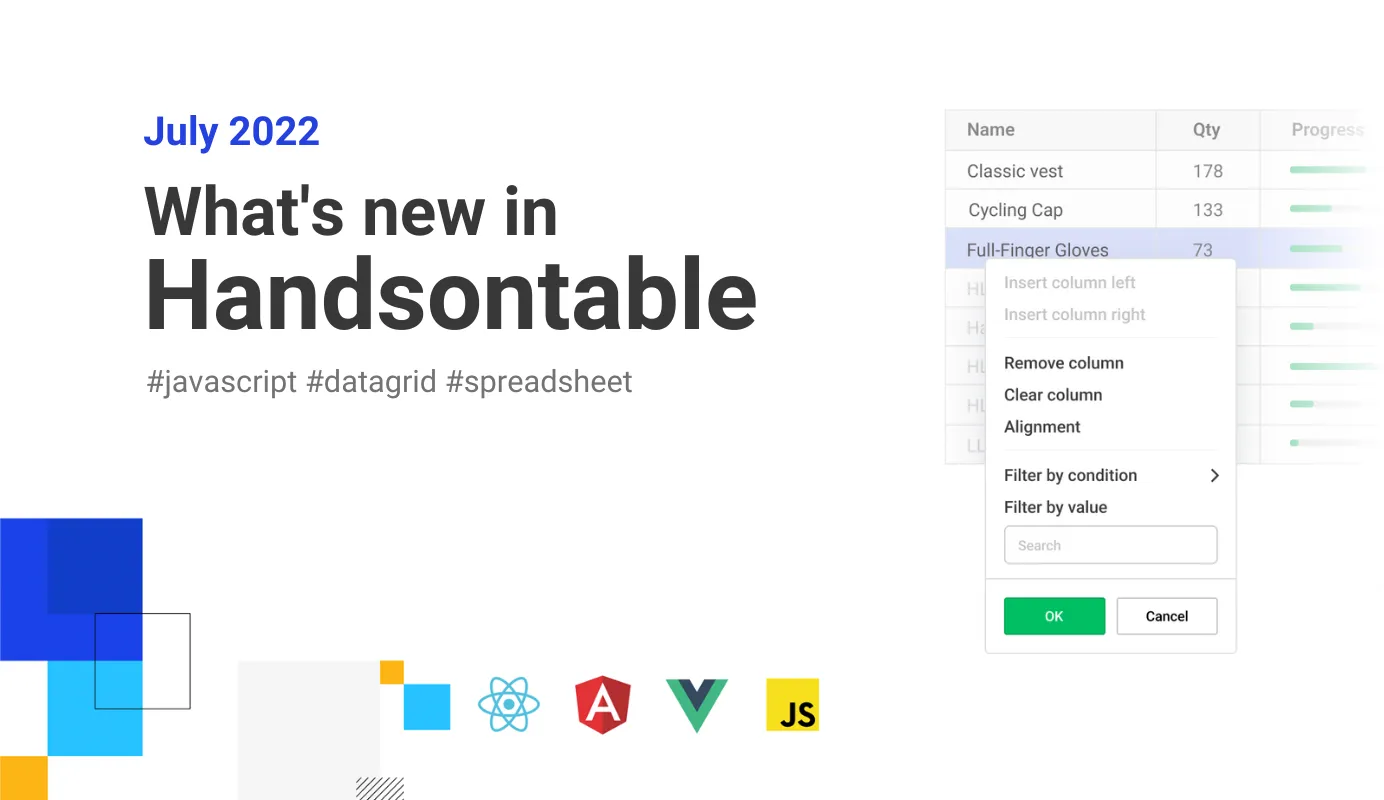 What’s new in Handsontable data grid: July 2022