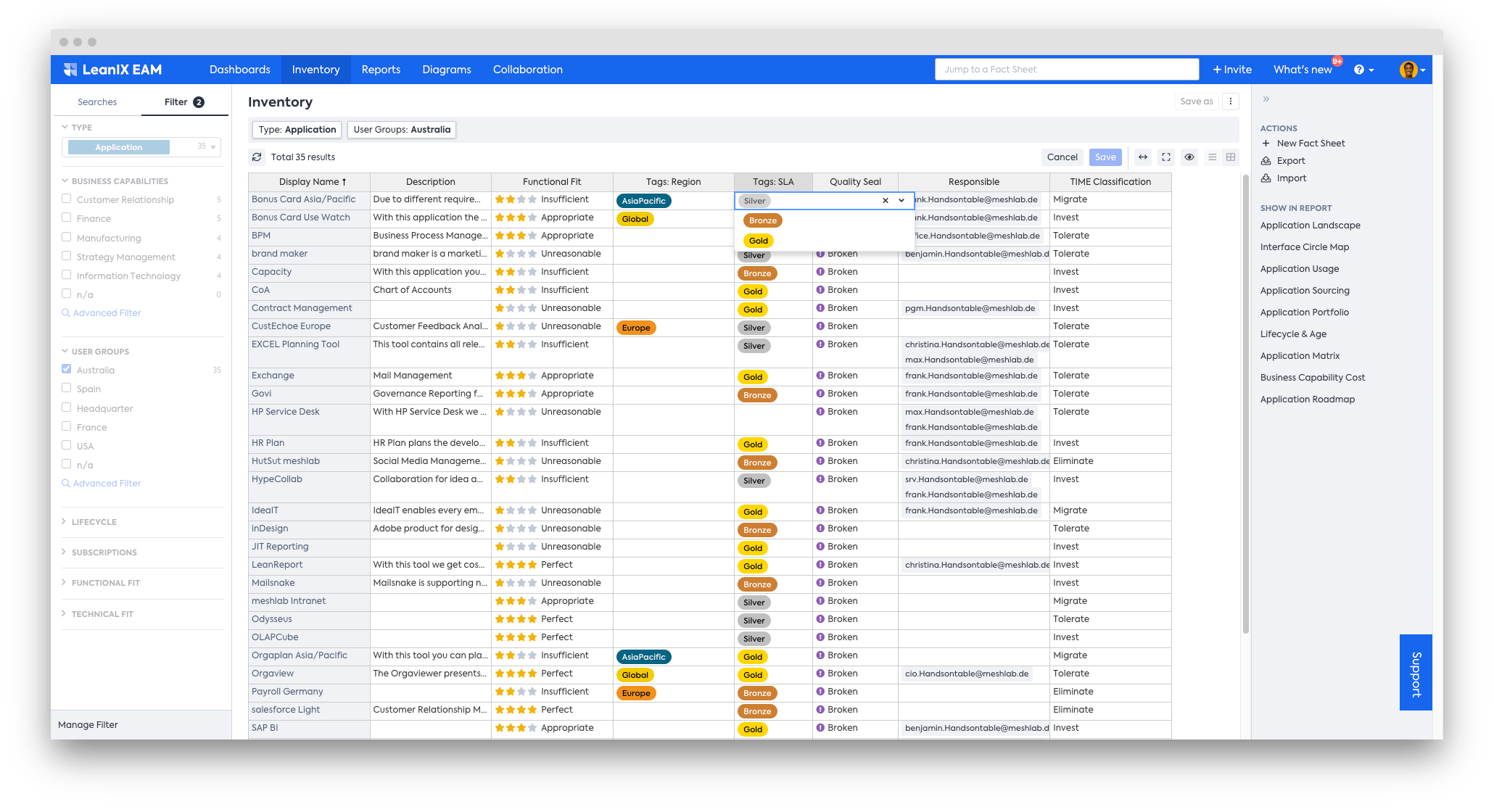 Inline Table Editing (dropdown cell type example)